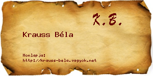 Krauss Béla névjegykártya